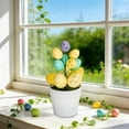 thumbnail image 6 of ZhyrZng Small Easter Egg Potted Plant 16x10cm | Artificial Tabletop Decoration featuring Colorful Spotted Eggs and Green Leaves for Home Office Desk Spring Holiday Party Prop, 6 of 7