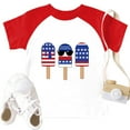 thumbnail image 3 of XADYUY Girls 4th Of July Shirts 2025 American Flag Ice Cream Graphic Patriotic T Shirt Raglan Sleeve Crewneck Tshirt Fashion Independent Day Tees 4-5 Years,Watermelon Red, 3 of 5