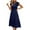 Navy, variant on HOMBOM A-Line Dress for Women Short Sleeve Blue Casual Dresses for Women Solid Round Neckline Summer Boho Dresses S