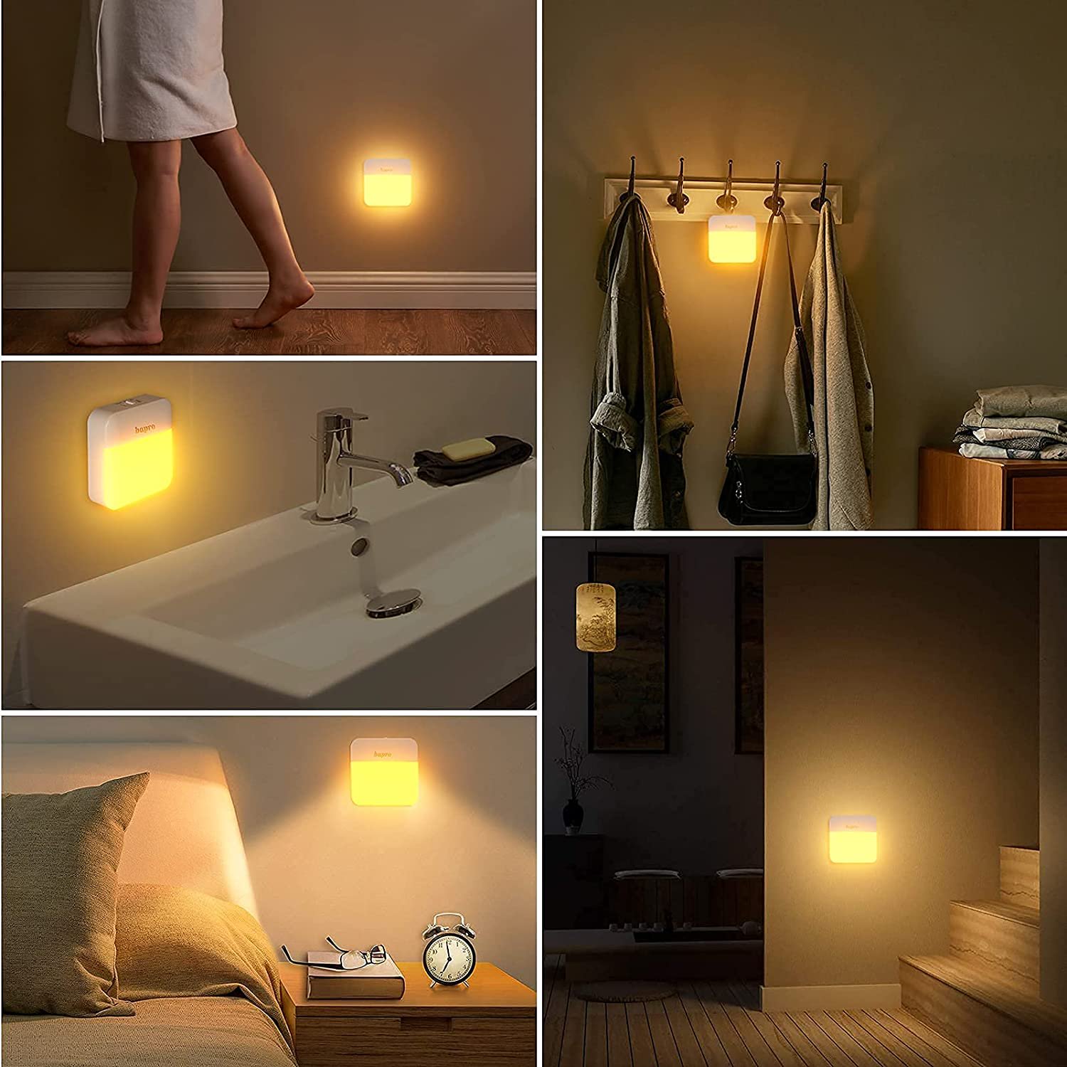 3 Lampes LED à Détecteur De Mouvement - Rechargeables, Sans Fil, Pour Placard, Escalier Ou Couloir - 3000K Lumière Chaude, 8 LED, Installation Facile