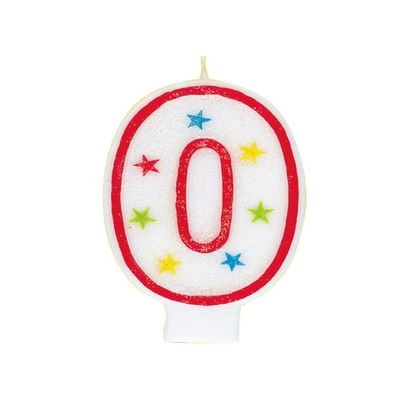 Glitter Number 0 Birthday Candle & Happy Birthday Cake Topper