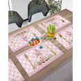 thumbnail image 3 of Easter Placemats Set of 4, Bunny Ears Gnomes Placemat for Dining Table Decorations, Easter Eggs Pink Check Plaid Place Mats, Spring Table Mats for Kitchen Dinner Seasonal Holiday Party Decor, 3 of 6