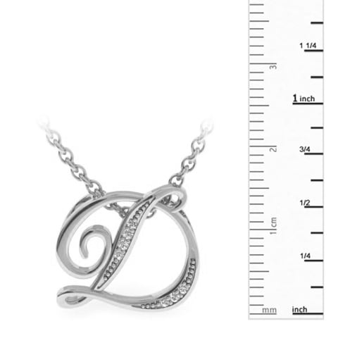 SuperJeweler D Initial Necklace in White Gold With 7 Diamonds, Serif Style, With Free 18 inch Cable Chain, for Women