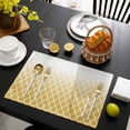 thumbnail image 3 of Yellow Ombre Stripe Placemats Set of 12, Modern Abstract Art Gradient Striped Placemats for Dining Table, Place Mats for Kitchen Tabletop, Waterproof Wipeable Dining Table Mats Set, 3 of 9