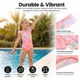 thumbnail image 4 of Girls One Piece Mermaid Scale Print Swimwear Bikini Colorful Bathing Suits Cute Princess Beach Swimsuit for Kids Girls 5T, 4 of 11