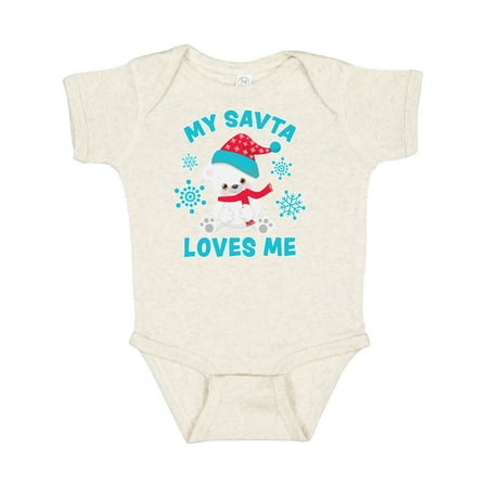 

Inktastic Polar Bear My Savta Loves Me in Santa Hat with Snowflakes Gift Baby Boy or Baby Girl Bodysuit