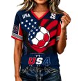 thumbnail image 3 of 2026 New Womens USA Soccer Jersey T-Shirt Printed, United States Jersey Soccer, V Neck Short Sleeve Match Day Sweat Resistant Football Training Shirts for Adult(Black, XL), 3 of 6