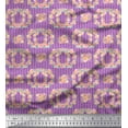 thumbnail image 1 of Soimoi Purple Modal Satin Fabric Wreath & Stripe Printed Craft Fabric by the Yard 42 Inch Wide, 1 of 3