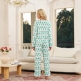thumbnail image 6 of HEARTNICE Womens Pajama Sets Y2K Print, Long Sleeve Button-Down Pajamas Set for Women Soft Knit Loungewear(GRASS GREEN MONKEY PRINT, 2XL), 6 of 7