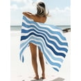 thumbnail image 2 of Geometric Nautical Striped Pattern Beach Towels Blanket Soft & Absorbent Quick Dry Microfiber Blue White Wave Pattern Pool Towels for Swimming ,Yoga, Sports, Gym, Camping,Large 30X60in,, 2 of 7