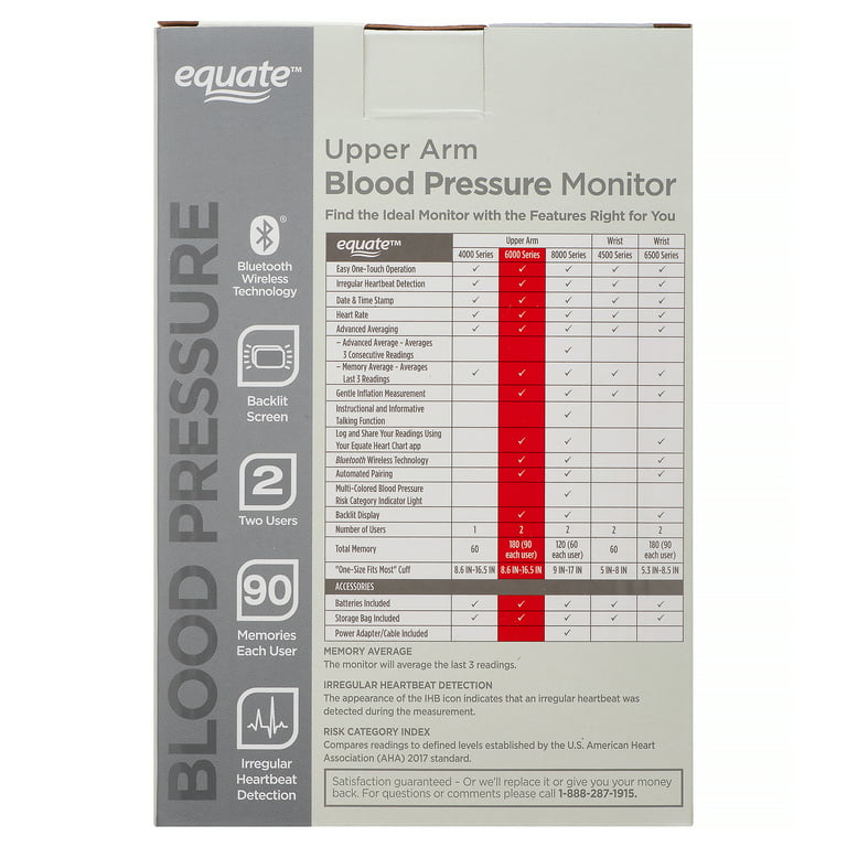 EQUATE 6000 Series Upper Arm Blood Pressure Monitor Bluetooth