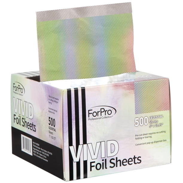 ForPro Vivid Celestial Hojas de papel de aluminio en relieve Dispensador de papel de aluminio emergente Papeles de cabello para aplicación de color y servicios de resaltado Apto para alimentos 5 W x 1