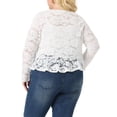 thumbnail image 4 of DARING DIVA Women's Plus Sheer Lace Shrug Bolero Crop Cardigans 1X White, 4 of 6