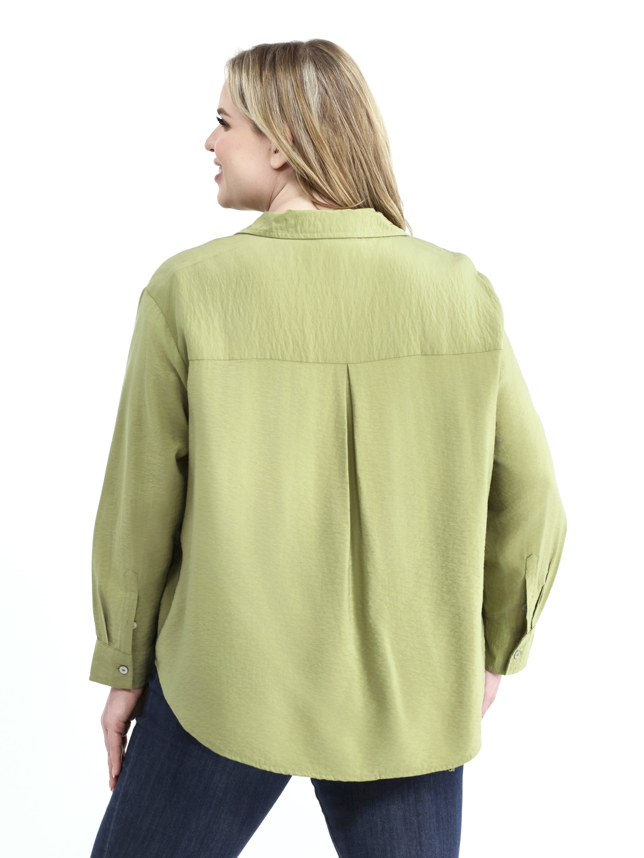 Terra & Sky Women’s Plus Size Long Sleeve Surplice top