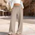 thumbnail image 2 of WAVSUF Girls Fleece Sweatpants Elastic Waist Side Pockets Wide Leg Fall Winter Warm Pants Khaki 7-8, 2 of 9