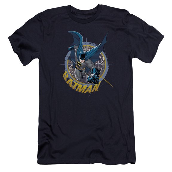 Batman In The Crosshairs Premium Canvas T-Shirt Adult Slim Fit 30/1 Navy