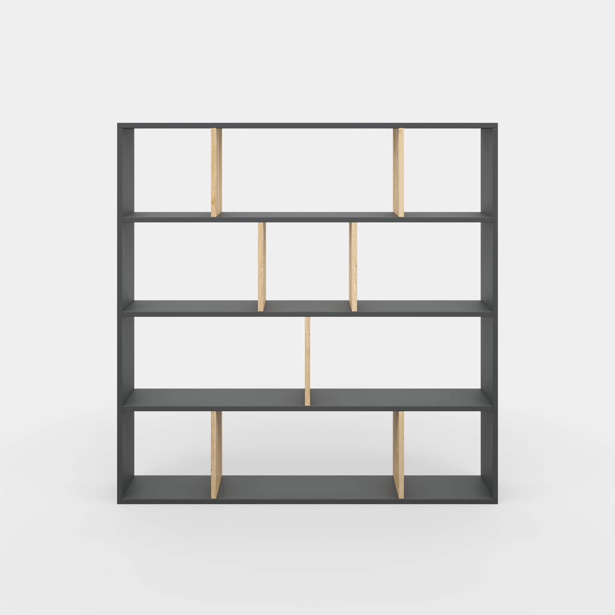 Ada Home Decor Hobdi 4 Tier Open Shelf Cube Modern Bookcase, Anthracite/Oak
