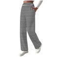 thumbnail image 3 of DDAPJ pyju Striped Sweatpants for Women Thin Fleece Lined Pants Elastic High Waisted Straight Leg Trousers with Pockets Pantalones de mujer Black XXL, 3 of 8