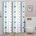 thumbnail image 2 of 72x84 Inch Striped Floral Long Fabric Shower Curtain Geometric Shape Patchwork Polyester Bath Curtain Modern Chic White Stall Shower Curtains for Kids Bathroom Decor Waterproof with Hooks, 2 of 6