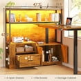 thumbnail image 4 of SEDETA L Shaped Standing Desk, Electric Adjustable Height Computer Desk with Drawer, Cabinet & Bookcase,  Stand Up Corner Desk with LED Lights & Power Outlets for Home Office, Rustic Brown, 4 of 8