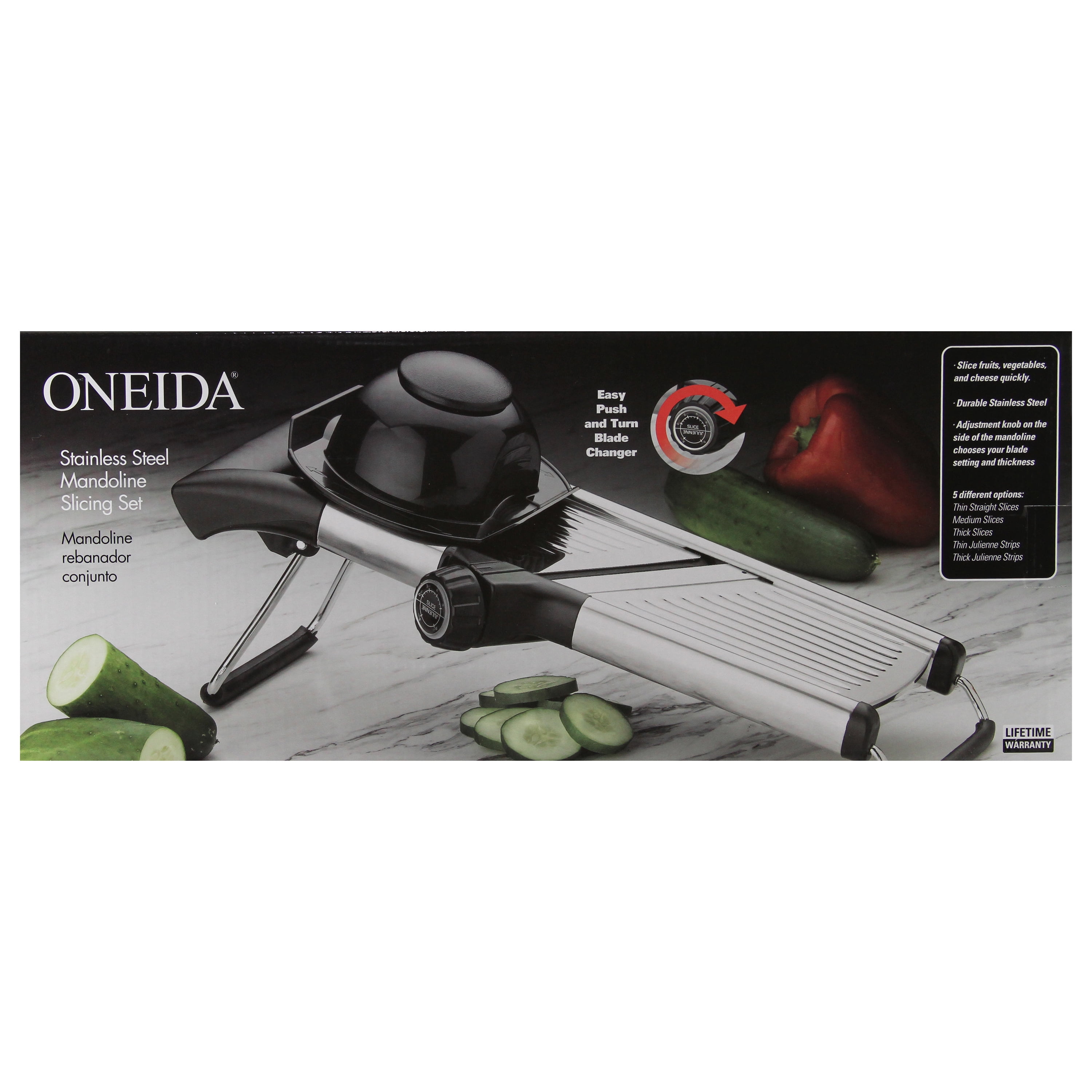Oneida Stainless Steel Mandoline with Adjustable Blades, 2.32 lbs