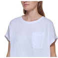 thumbnail image 2 of Calvin Klein Women's Bungee Hem Pocket Cotton T-Shirt White Size Medium, 2 of 3