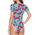 thumbnail image 4 of Naloa Cherry Women's Short-Sleeved Onesie, One-Piece Swimsuit for Parties, dates, clubs - Small, 4 of 9