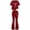 #4-Wine, variant on shoper Girls' Summer 2-Piece Outfit Set Bow-Embellished Short-Sleeve Top Flared Pants Size 8-13 Years Old