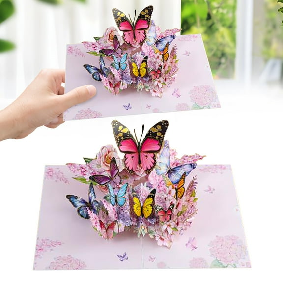 Pop Up Birthday Card, Gold-edged Butterfly Waltz 3D Greeting Card for Birthday, Anniversary, Thank You, Thinking of You, for Women, Wife, Grandma, Daughter, Son, Father, Grandpa, red