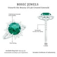 thumbnail image 5 of Rosec Jewels Nature Inspired Floral Ring, Created Emerald Ring with Moissanite Halo - 3.25 CT, 10K White Gold, US 4.00, 5 of 9