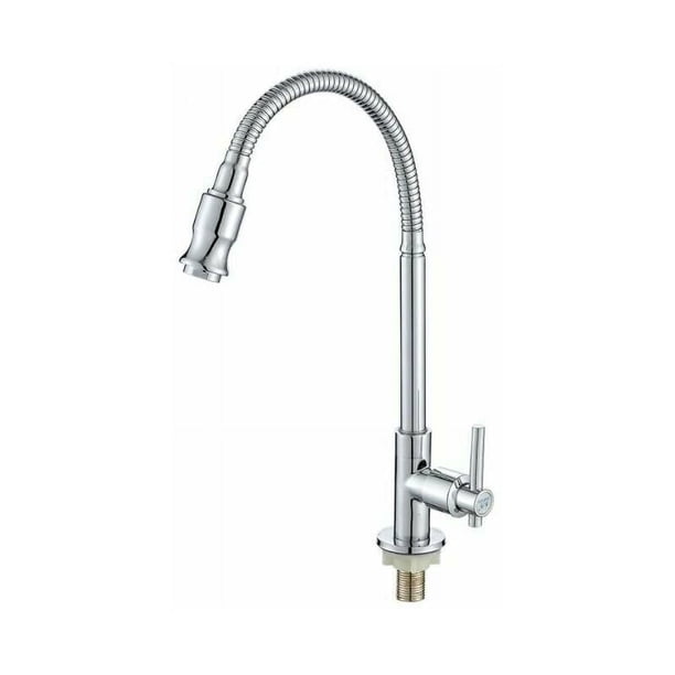 Grifo de cocina para exteriores, giratorio de 360°, de un solo orificio, con una sola manija, para agua fría, para cocina, para lavandería, para una sola cocina, para agua fría, para lavar verduras,