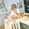 thumbnail image 3 of Toddler Standing Tower, Kids Kitchen Stool Helper 3 Levels Adjustable Height Wooden Toddler Step Stools for Learning New Skills, 3 of 11