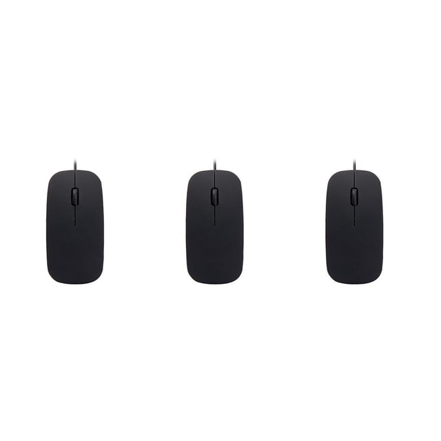 bedienty Mouse Wired Thin Optical Computer Mouses Computers Fitting Laptop Game Networking Keyboards Table Working Black 3Set