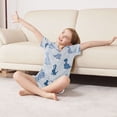 thumbnail image 5 of Silky Satin Kids' Pajama Set Breathable & Smooth Unisex Button-Down Pajamas Cute Blue Dinosaurs, 5 of 8