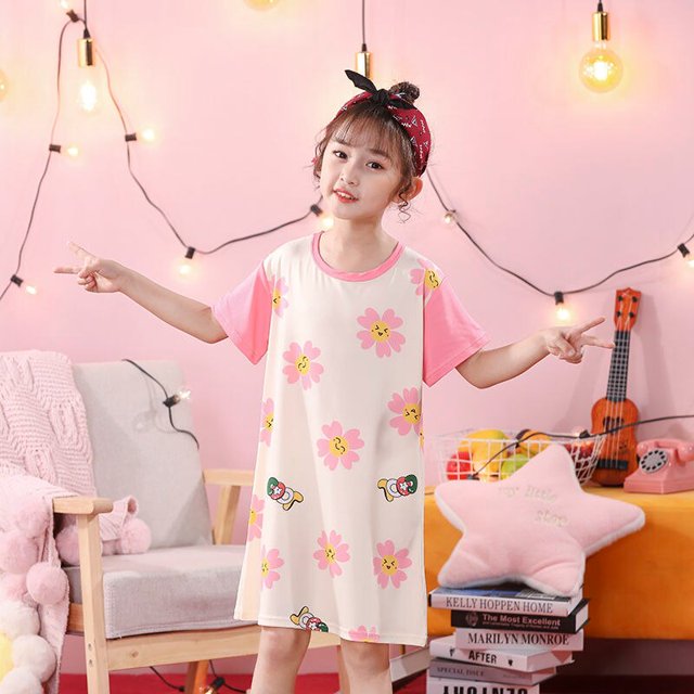 Sanrios-Pijama Kawaii de Hello Kitty para niños, vestido de noche de manga corta, ropa de casa, regalo de cumpleaños