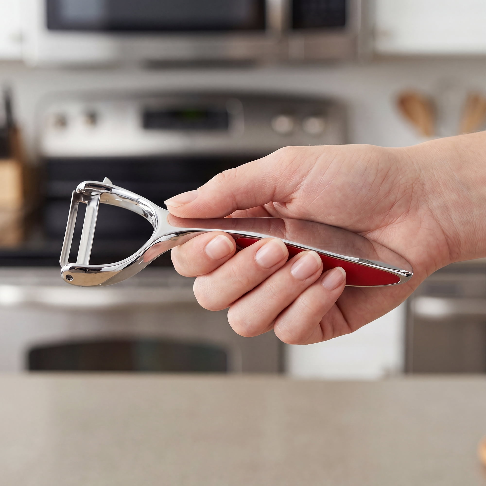 Unique Bargains Stainless Steel Durable Vegetable Peeler with Round Handle Red (Y-shape)