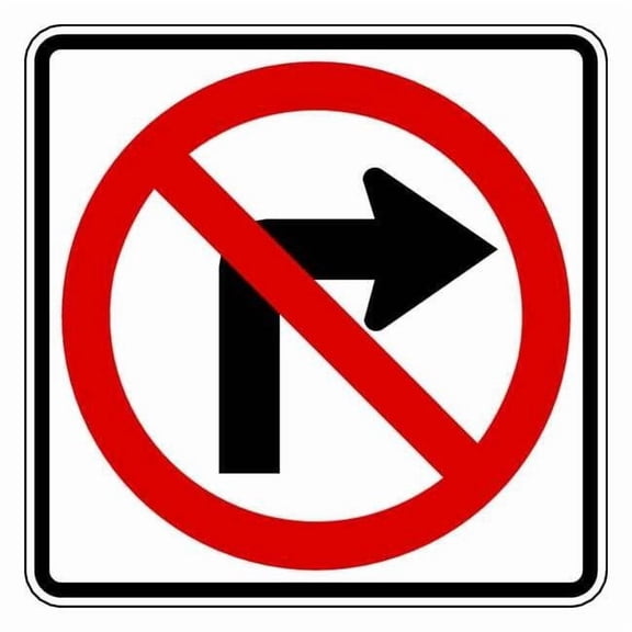 Lyle No Right Turn Traffic Sign,24" x 24" R3-1-24HA