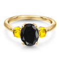 thumbnail image 3 of Gem Stone King 18K Yellow Gold Plated Silver Black Sapphire and Yellow Sapphire Engagement Ring for Women | 3.22 Cttw | Oval 9X7MM | Gemstone September Birthstone | Size 7, 3 of 6