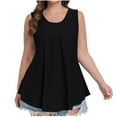 thumbnail image 2 of ALLLIST Womens Tops Plus Size Black Pleated Crew Neck Sleeveless Solid Tank Tops Tank Top for Women S, 2 of 6