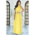 thumbnail image 2 of KOH KOH Long Sleeveless Bridesmaid Wedding Party Guest Summer Flowy Casual Brides Formal Evening Sexy Halter Neck Maxi Dress Gown For Women Daffodil Yellow XXX-Large US 22-24 NT012, 2 of 6
