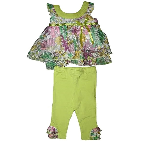 Baby Headquarters Green Floral Tank and Capri Pants (6-9 Months)