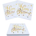 thumbnail image 1 of Servilletas de feliz cumpleaños, paquete de 30 servilletas de cumpleaños, servilletas de papel, para hombres, mujeres, niñas, decoración de fiesta de cumpleaños (blanco/dorado), 1 of 5