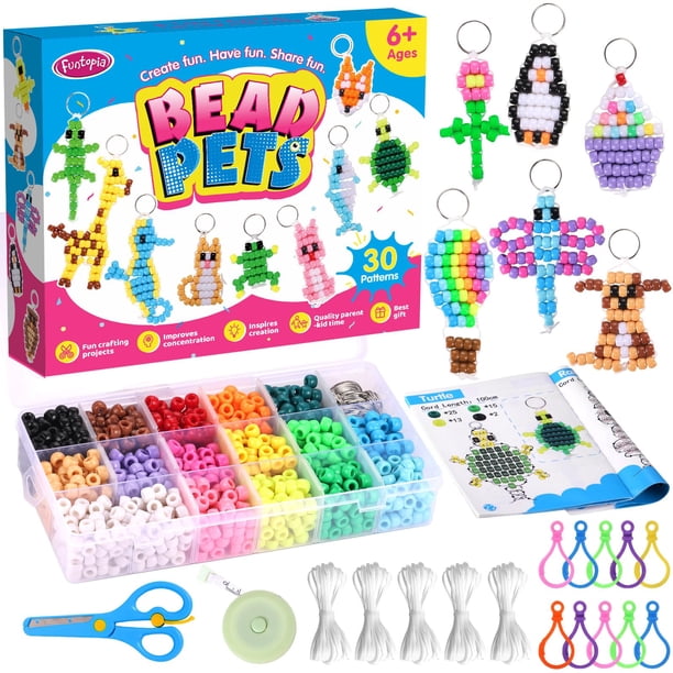 Kit de llaveros Craft Beads Funtopia Beads para manualidades con cuentas de poni