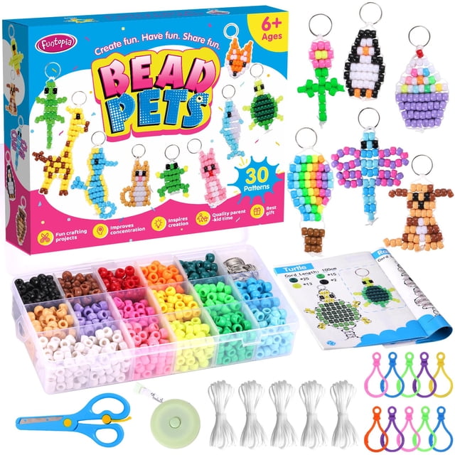 Kit de llaveros Craft Beads Funtopia Beads para manualidades con cuentas de poni