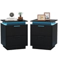 thumbnail image 6 of Devoko LED Light Nightstand Set of 2 End Side Table 2 Drawer Besidetable for Bedroom Living Room Furniture,Black, 6 of 7