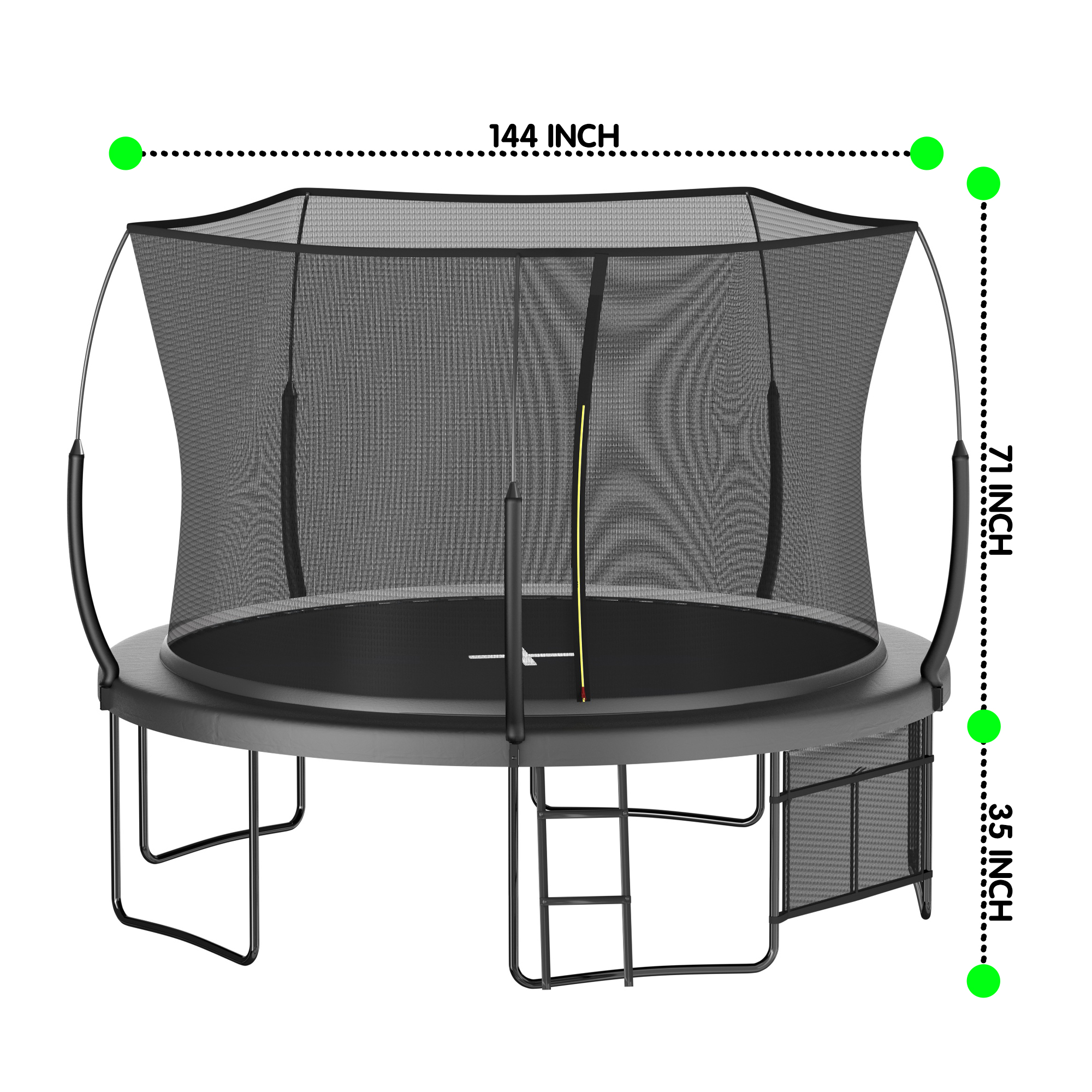 EUROCO 1500LBS Springfree 12FT Trampoline with Ladder and Storage Bag for Kids and Adults, No Gap Outdoor Trampoline for Backyard