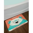 thumbnail image 2 of Polar Bear Bath Mat, Portrait of Music Lover Hipster Grizzly Bear with Headphones, Plush Bathroom Decor Mat with Non Slip Backing, 29.5" X 17.5", Sea Green Coral, by Ambesonne, 2 of 2