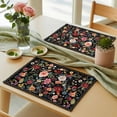 thumbnail image 6 of Watercolor Flowers Placemats for Dinning Table Set of 6, Farmhouse Floral Vintage Black Burlap Kitchen Place Mats Waterproof Cloth Table Mats, Indoor Outdoor Placemats Easy Clean Dinner Decor, 6 of 8