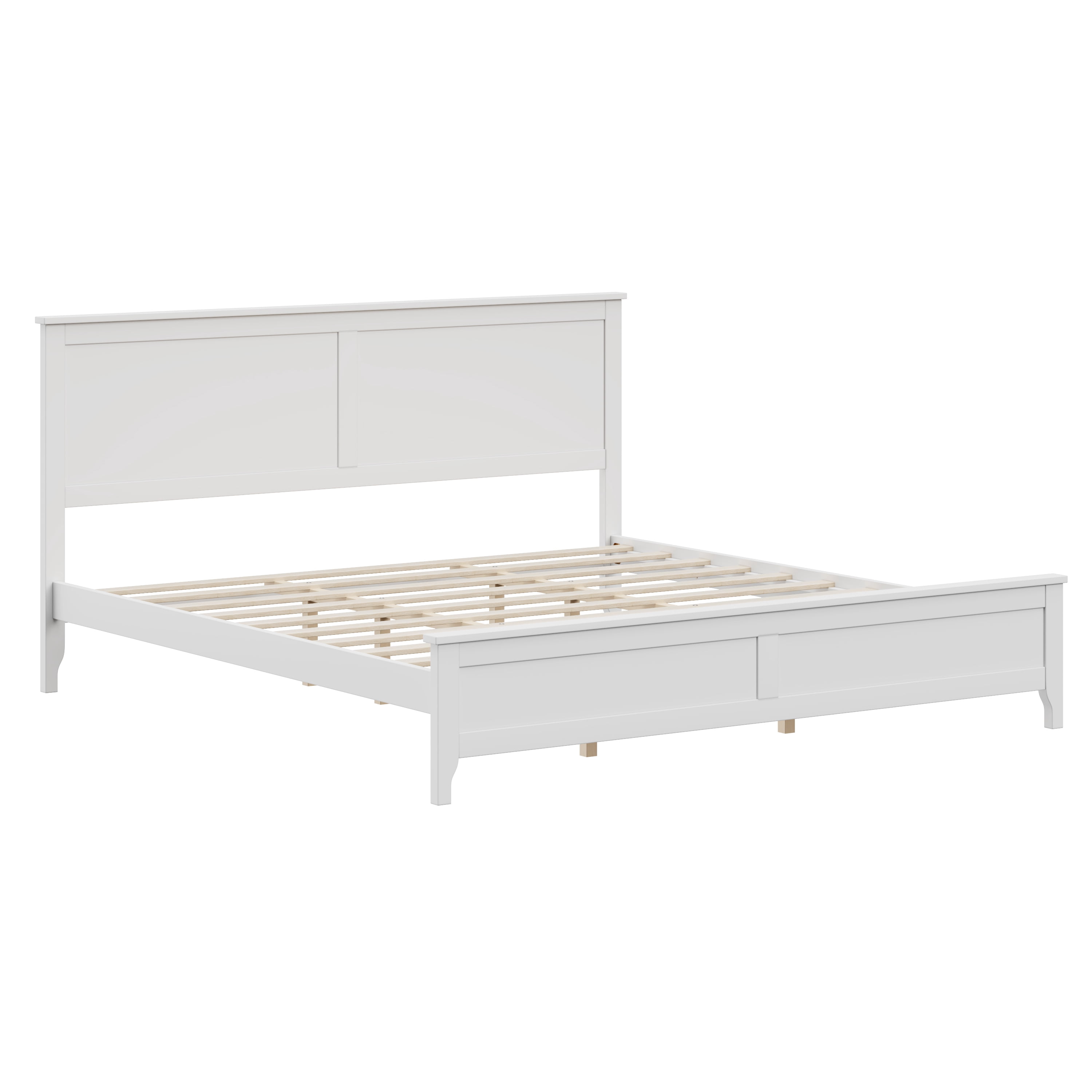 Euroco Wood King Size Platform Bed, White