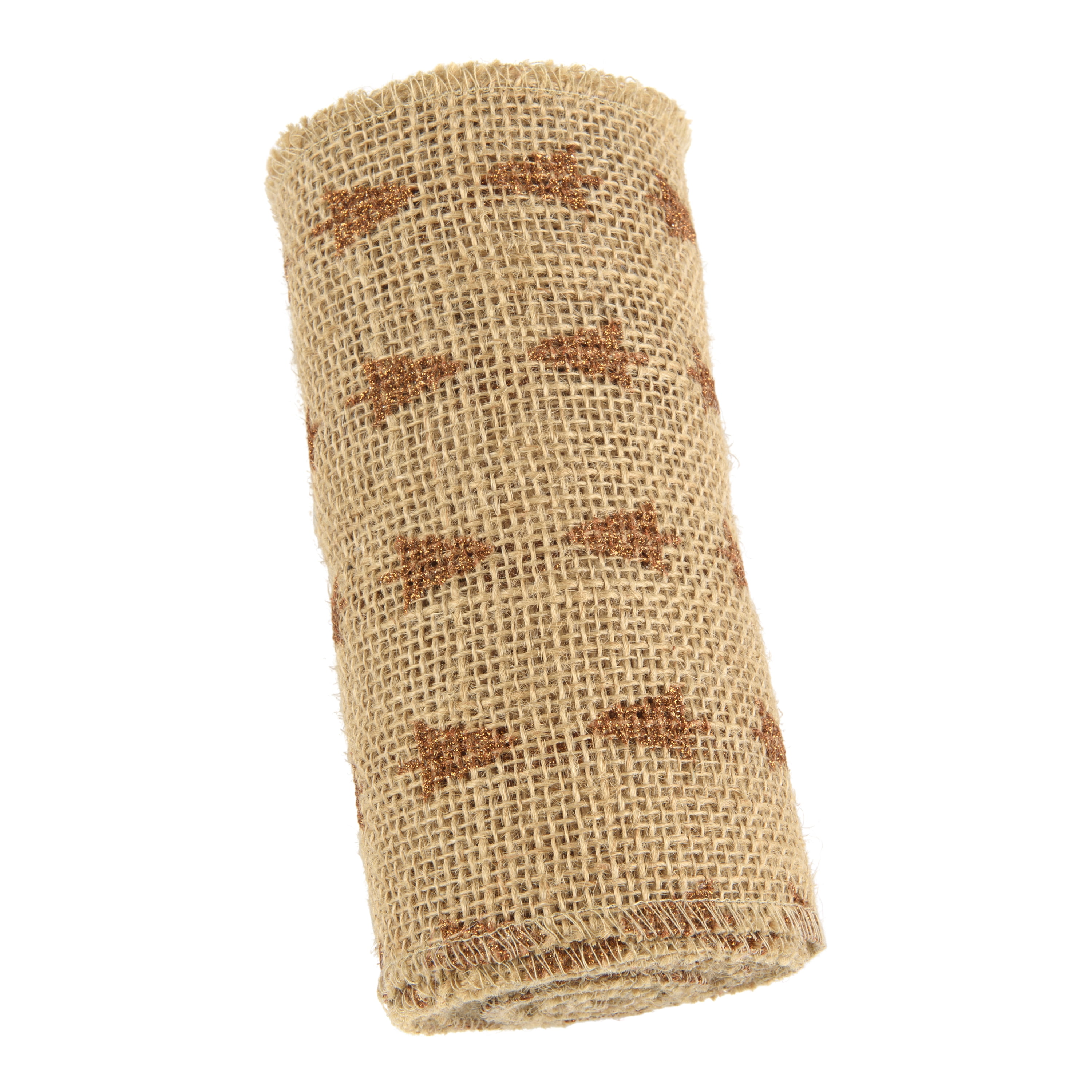 Love, Laugh, Craft Jute Burlap Roll Precut, 6"W x 5-Yards, 740-29, Brown/Bronze Tree Glitter